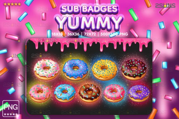 Download 9 Yummy Sub Badges, Cute Donuts Twitch - Twitch Collection