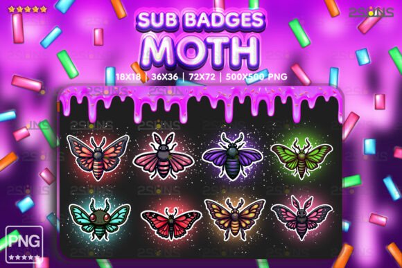 Download 8 Magic Sub Badges Moth, Goth Twitch - Twitch Collection