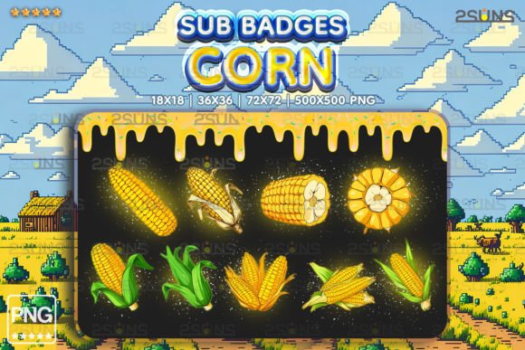 Download 9 Corn Sub Badges Twitch Farm Vegetable - Twitch Collection