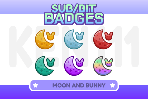 Download Moon and Bunny Twitch Badge - Twitch Collection