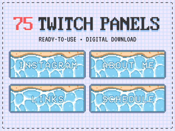 Download Beach - 75 Twitch Panels for Stream - Premium Resources